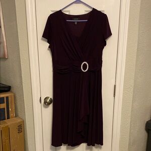 R&M Richards Deep Purple Asymmetrical Fit and Flare Dress